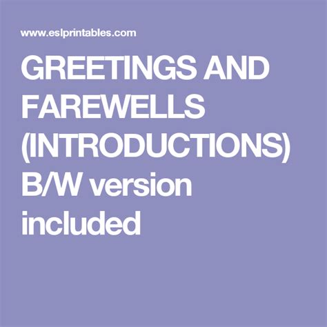 Greetings And Farewells Introductions Bw Version Included Vocabulary
