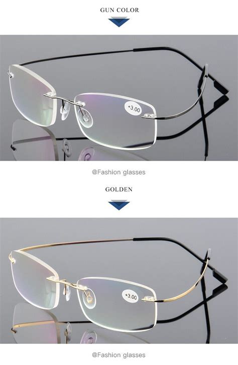 aoubou brand unisex stainless steel memory frameless reading glasses coating lens super elastic