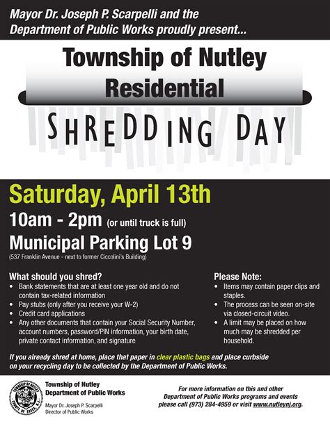 RESIDENTIAL SHREDDING DAY -... - Township of Nutley, NJ