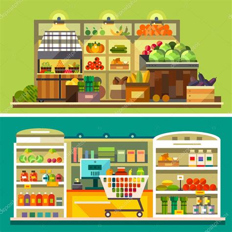 Free download high quality cartoons. Tienda, interior supermercado — Vector de stock ...