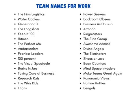 450 Catchy Cool And Funny Team Names For Work 2024
