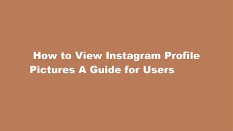 How To View Instagram Profile Pictures A Guide For Users
