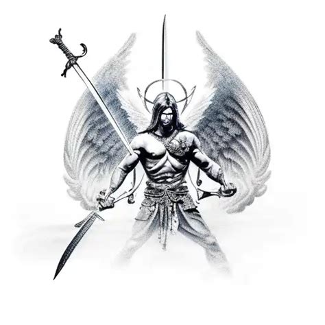 Realism A Tattoo Of A Male Warrior Angel Tattoo Idea Blackink Ai