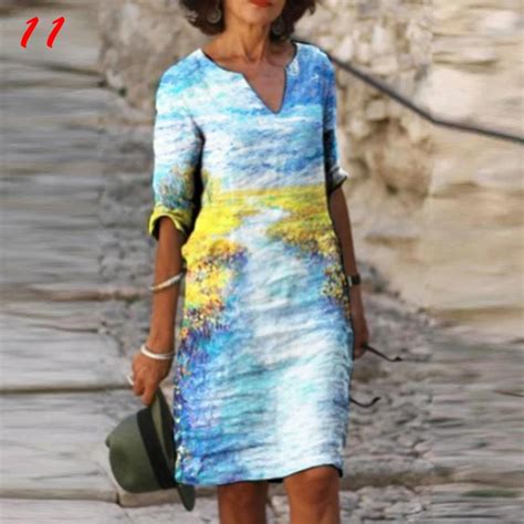 Buy 20styles Loose Dress V Neck Printing Dress Women Summer Fashion