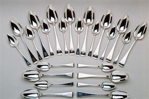 Leopard Antiques Set Of 24 Spoons 12 Tablespoons And 12 Dessertspoons