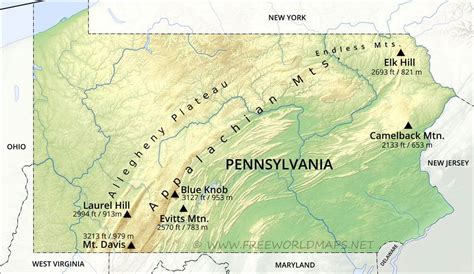 Physical Map Of Pennsylvania