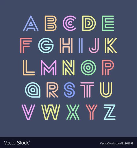 Colorful Striped Funny Font English Royalty Free Vector