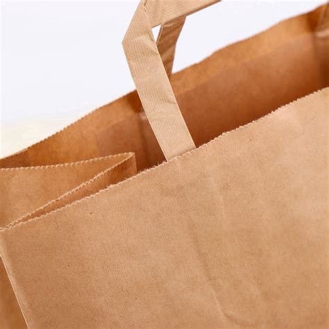 Custom Printed Kraft Paper Bags Environmentally Friendly Flat Hand Rope