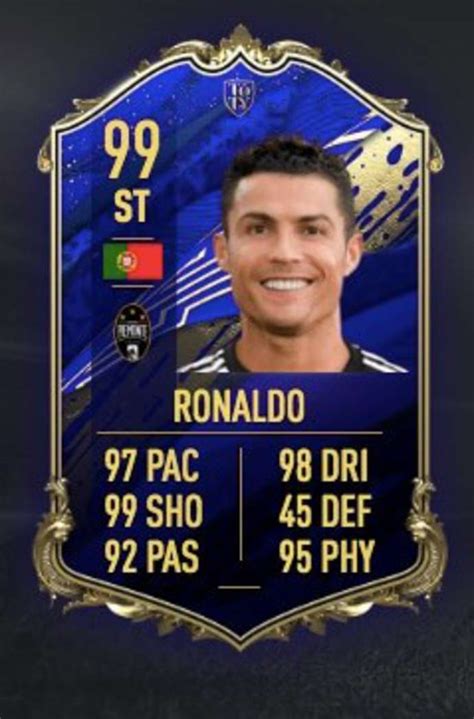 Add the latest transfer rumour here. Cristiano Ronaldo given 99 overall Team of the Year card ...