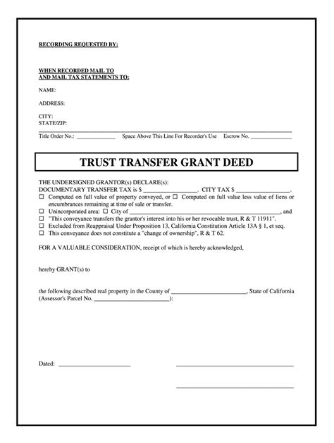 Ca Trust Transfer Grant Deed Complete Legal Document Online Us