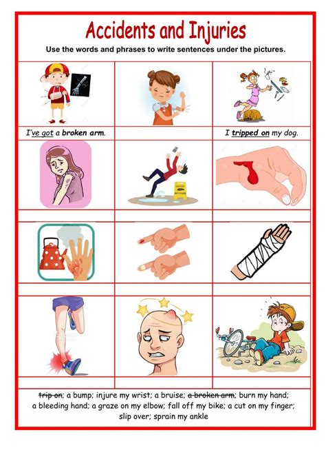 Accidents Injuries And Giving Advice Interactive Worksheet Body