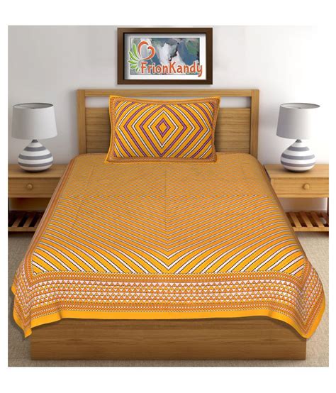 Frionkandy Cotton Single Bedsheet With 1 Pillow Cover 229 Cm X 152 Cm