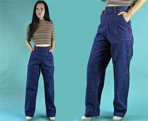 Vintage 50s Jeans High Waist Jeans Womens Rockabilly Jeans