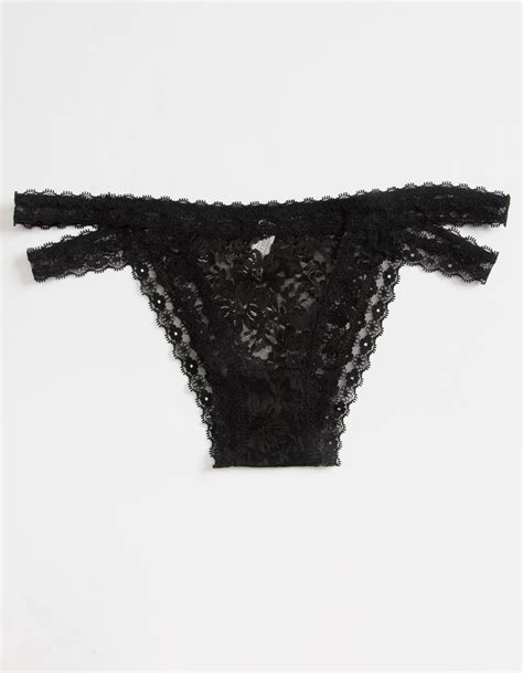 full tilt double strap lace cheeky panties black tillys