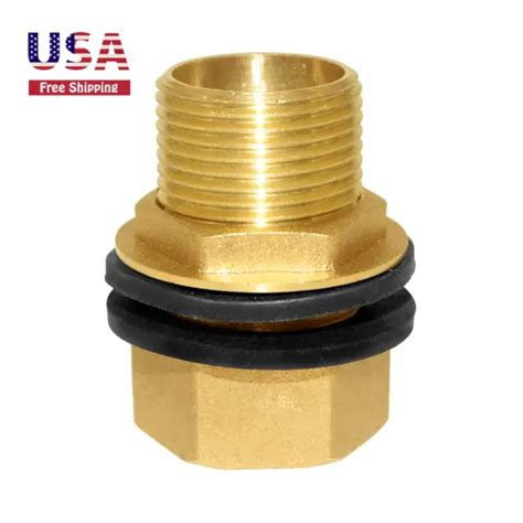 Solid Brass Bulkhead Fitting Nps Female Male Theaded Water Tank Connector Picclick