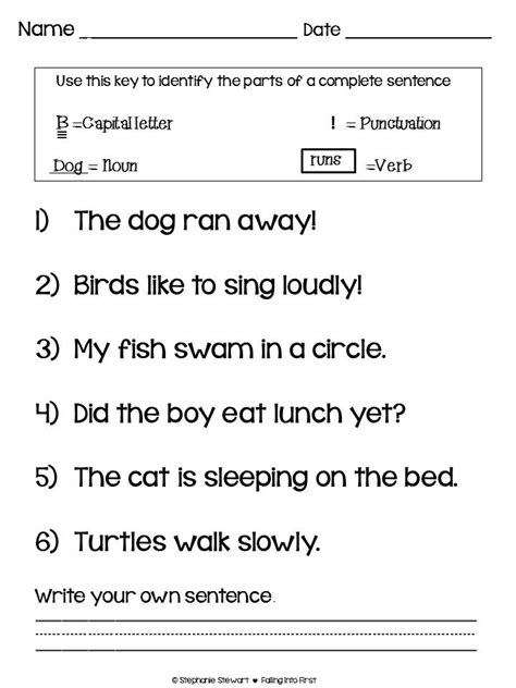 15 Best Images Of First Grade Writing Complete Sentences Worksheet