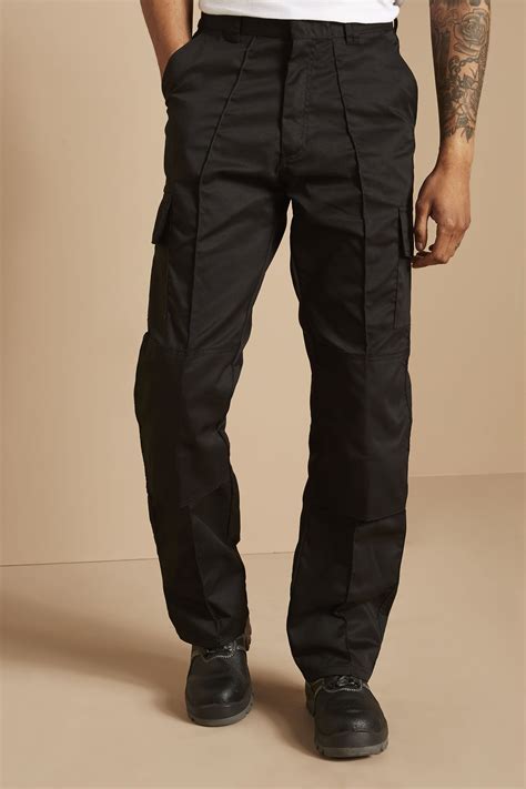 Uneek Cargo Trousers With Knee Pad Pocket Regular Black Simon Jersey