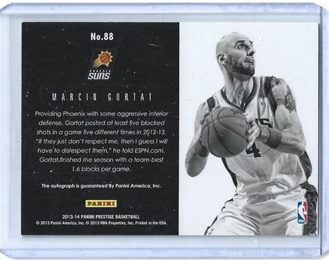 Marcin Gortat Suns Panini Prestige Basketball Bonus Shots