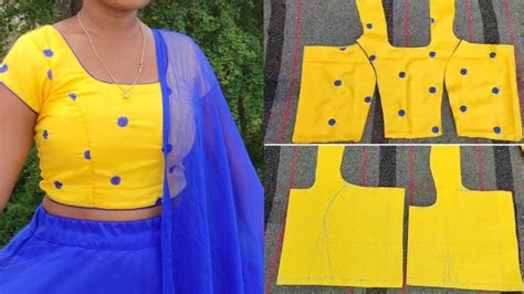 lehenga blouse cutting and stitching in telugu crop top cutting and stitching youtube