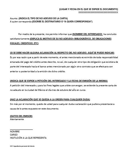 Carta De No Adeudo 【 Ejemplos Y Formatos 】word Pdf
