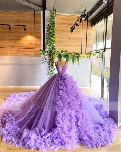 Purple Prom Dresses Tulle Evening Dresses Custom Make Evening Dresses