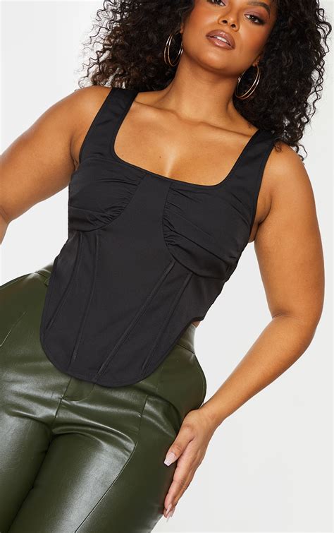 plus black corset top plus size prettylittlething aus