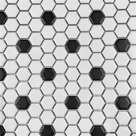 White Black Hexagon Tiles 1