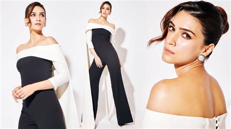 So Hot Kriti Sanon Looks Edgy In Off Shoulder Jumpsuit With Cape Sleeves Worth Rs 132 Lakh