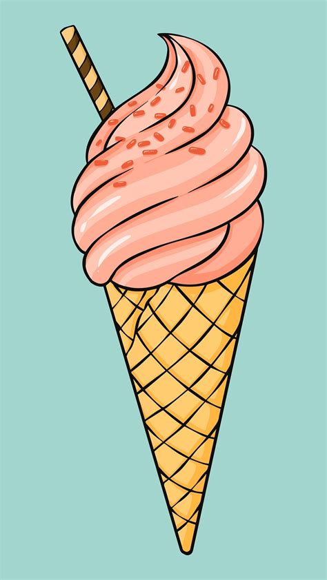 Download Free Illustration Of Vintage Ice Cream Dull Colorful Cartoon Illustration By Noon About