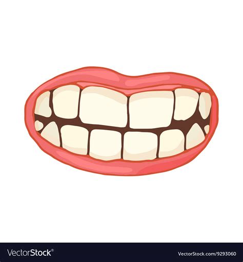Mouth With White Healthy Teeth Icon Cartoon Style Vector Image