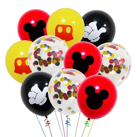 40 Pack Mickey Mouse Balloons 12 Inch Latex Balloons Red Black Yellow