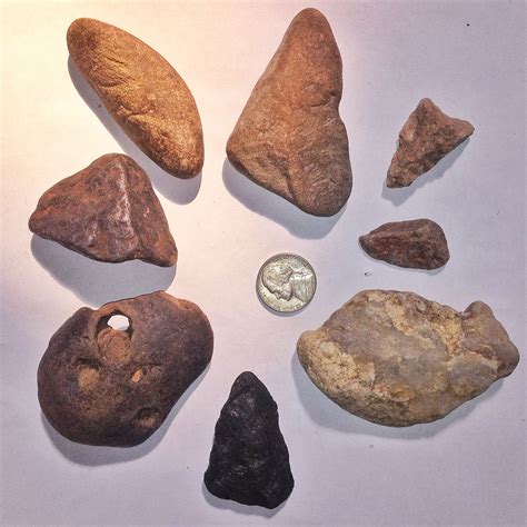 Native American Stone Tools And Fish Carvingbottom Right Native