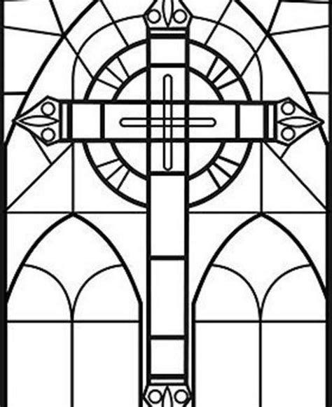 Stained Glass Cross Coloring Page At Free Printable