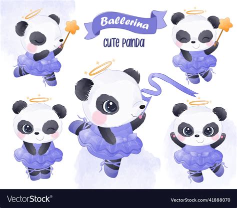 Adorable Dancing Panda Clip Art Set Royalty Free Vector