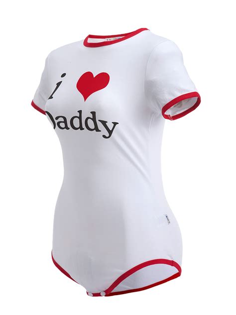 Adult Baby Onesie Diaper Lover Abdl Snap Crotch Romper Onesie Pajamas I Love Daddy Pattern