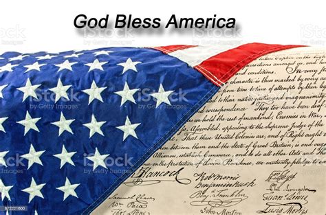 American Flag With The Words God Bless America Stock Photo