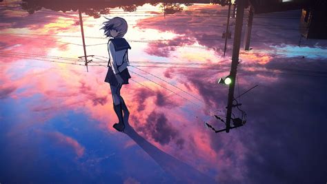 anime original girl cloud reflection wallpaper anime scenery anime anime eyes