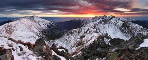 Majestic Sunset In Winter Mountains Landscape Stock Image Image Of