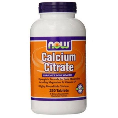 แคลเซียม Now Foods Calcium Citrate 250 Tablets
