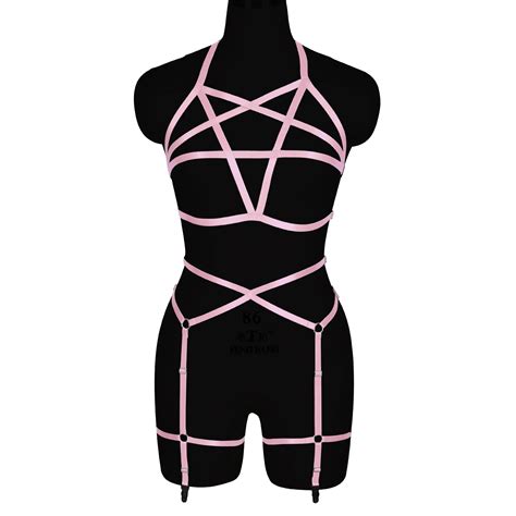 Full Boby Harness Sexy Sword Belt Pink Pentagram Original Design Elastic Waist Belt Festival