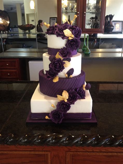 Purple And Gold Wedding Cakes