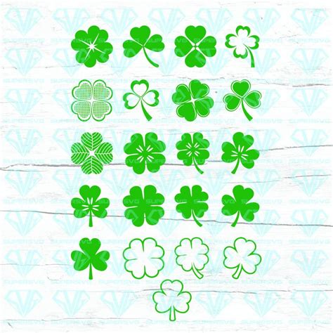 Shamrock Clover Leaf Trefoil Saint Patricks Day Four Leaf Svg Files For