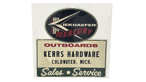 Mercury Outboards Single Sided Die Cut Embossed Tin Sign For Sale At