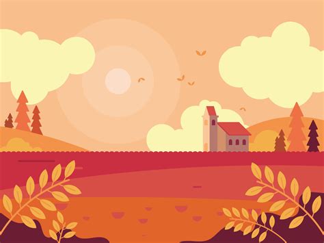 Vector Flat Design Art Nature Landscape Background Design By Mark Rise