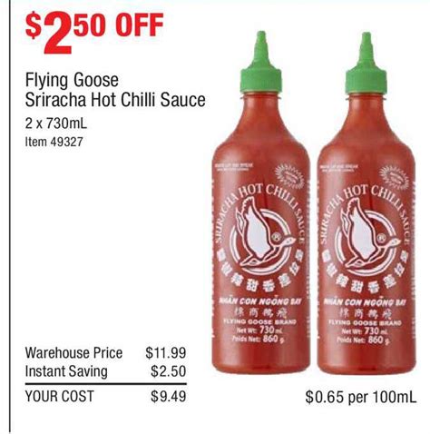 Flying Goose Sriracha Hot Chilli Sauce Offer At Costco Au