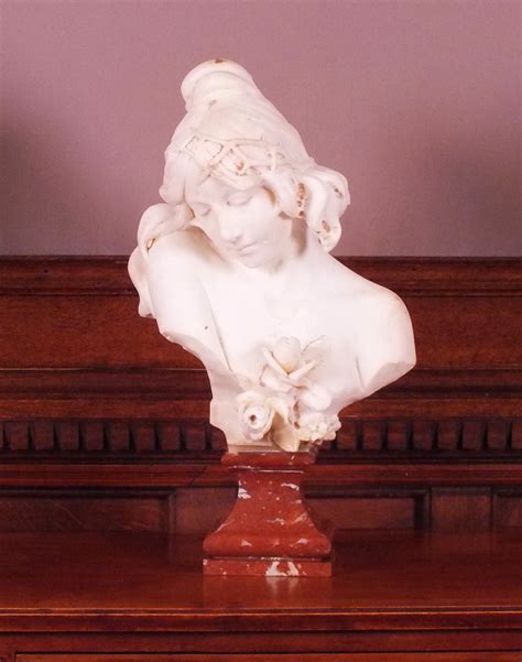 White Marble Bust Of A Woman Mounted On A Marble Pedestal Ref 2479