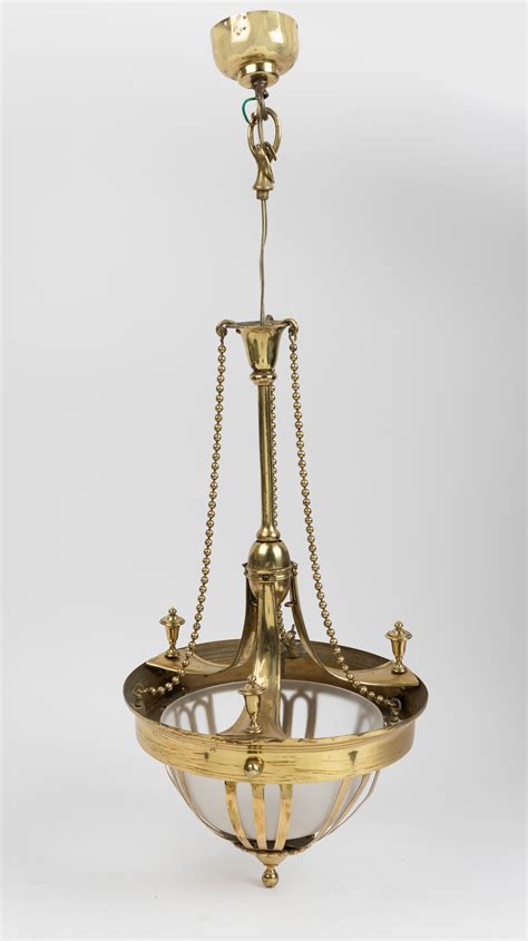 Lot A Regency Style Polished Brass Pendant Light