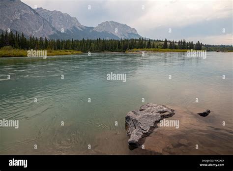 Mount Yamnuska And The Bow River In Bow Valley Provincial Park In The