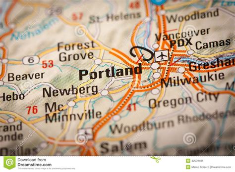Cidade De Portland Em Um Mapa De Estradas Imagem De Stock Imagem De