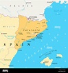 Mapa político de Cataluña con capital barcelona, fronteras y ciudades ...